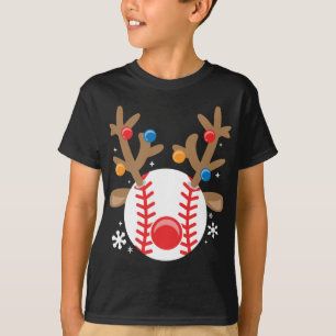 Baseball Reindeer Funny Christmas T-Shirt
