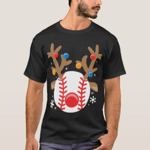 Baseball Reindeer Funny Christmas T-Shirt