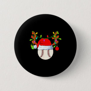 Baseball Reindeer Santa Hat Christmas 6 Cm Round Badge