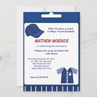 Baseball Retirement Invitation