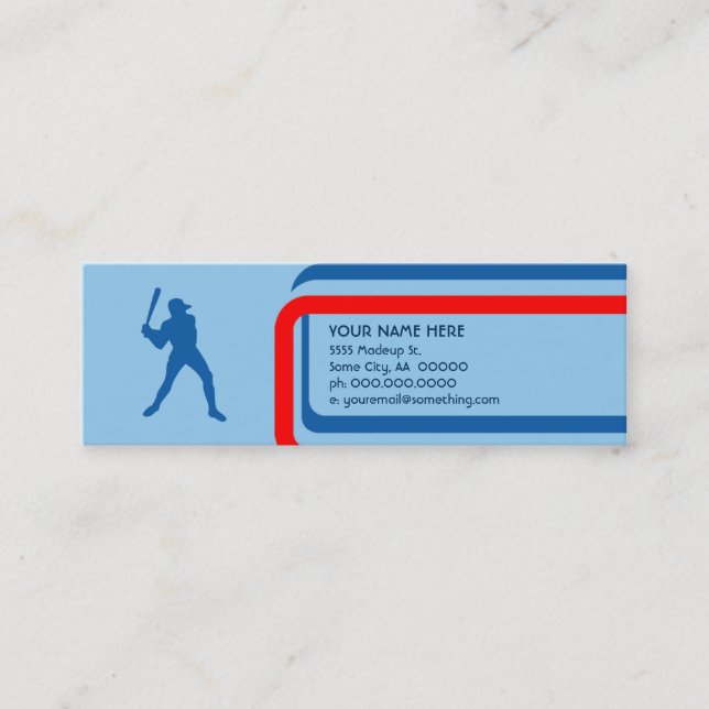 baseball : retro style : mini business card (Front)