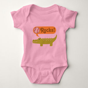 Baseball Rocks Alligator Baby Bodysuit