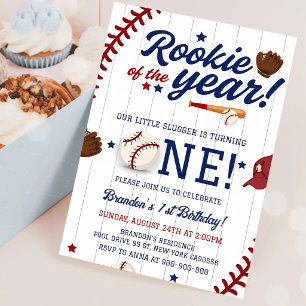 Baseball Rookie 1st Birthday Invitation