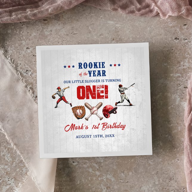 Baseball Rookie 1st Birthday Party Napkins (Creator Uploaded)