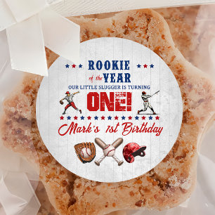 Baseball Rookie 1st Birthday Sticker