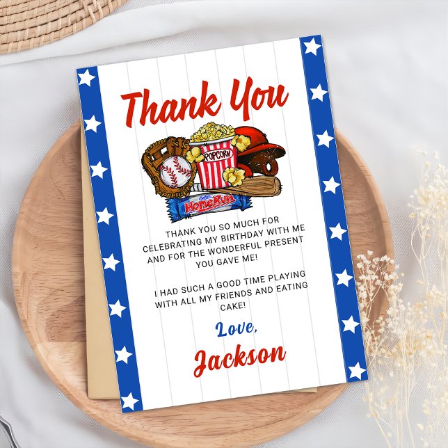 Baseball Rookie Boys Birthday Thank You Card (Creator Uploaded)