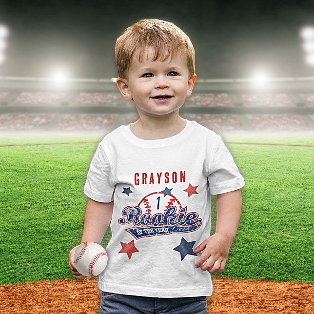 Baseball Rookie of the Year 1st Birthday Party Baby T-Shirt (Baseball Rookie of the Year Boy's 1st Birthday Party Baby T-Shirt)