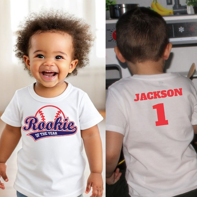Baseball Rookie of the Year Baseball 1st Birthday Baby T-Shirt (Creator Uploaded)