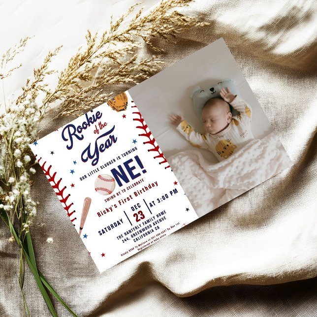 Baseball Rookie of the Year Baseball 1st Birthday  Invitation (Creator Uploaded)