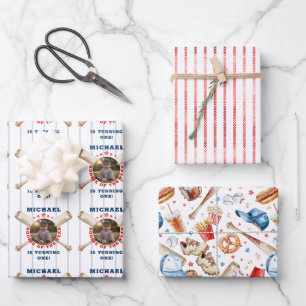 Baseball Rookie of the Year Photo Birthday  Wrapping Paper Sheet