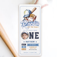 Baseball Rookie Ticket Photo Blue Boy 1st Birthday