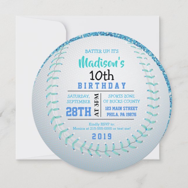 BASEBALL ROUND Birthday Party Invitation (Front)