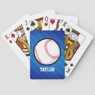 Baseball; Royal Blue Stripes Playing Cards