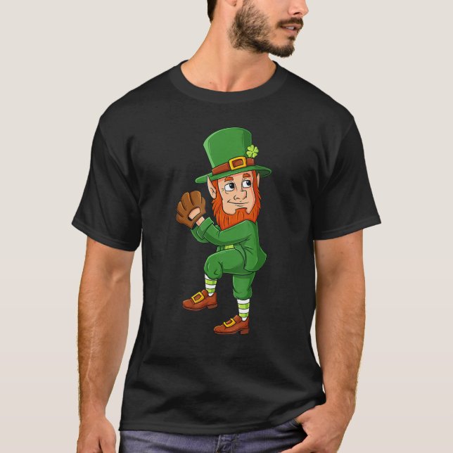 Baseball Saint Patricks Day Leprechaun Pitcher Boy T-Shirt (Front)