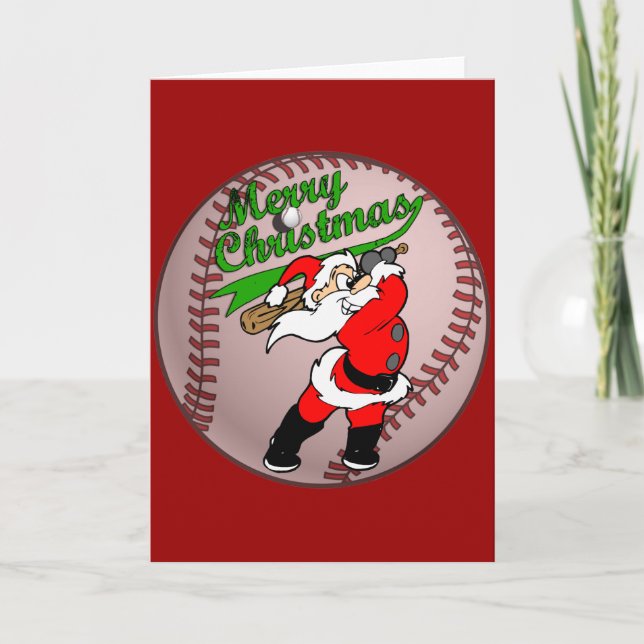 Baseball Santa Christmas 2 Greeting Card (Front)