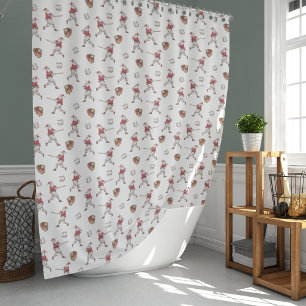 Baseball Santa Christmas Pattern Shower Curtain