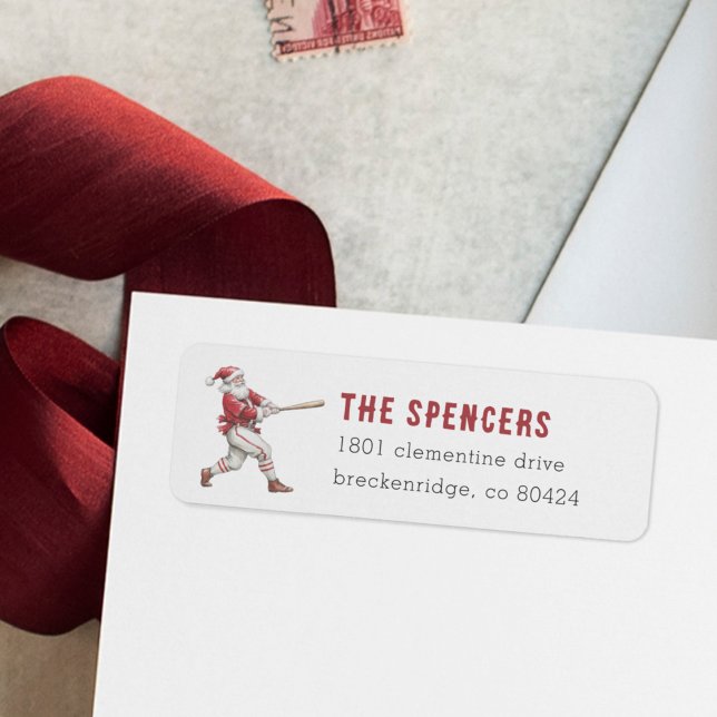 Baseball Santa Christmas Return Address (Creator Uploaded)