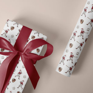 Baseball Santa Christmas Wrapping Paper
