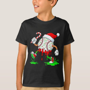 Baseball Santa Hat Christmas Ice Cream Drip Candy  T-Shirt