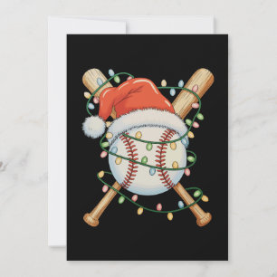 Baseball Santa Hat Christmas Xmas Sports Holiday Card