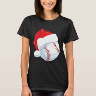 Baseball Santa Hat Men Boys Christmas Xmas T-Shirt