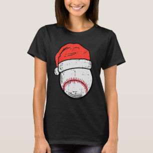 Baseball Santa Hat Sports Christmas Xmas Boys Men T-Shirt