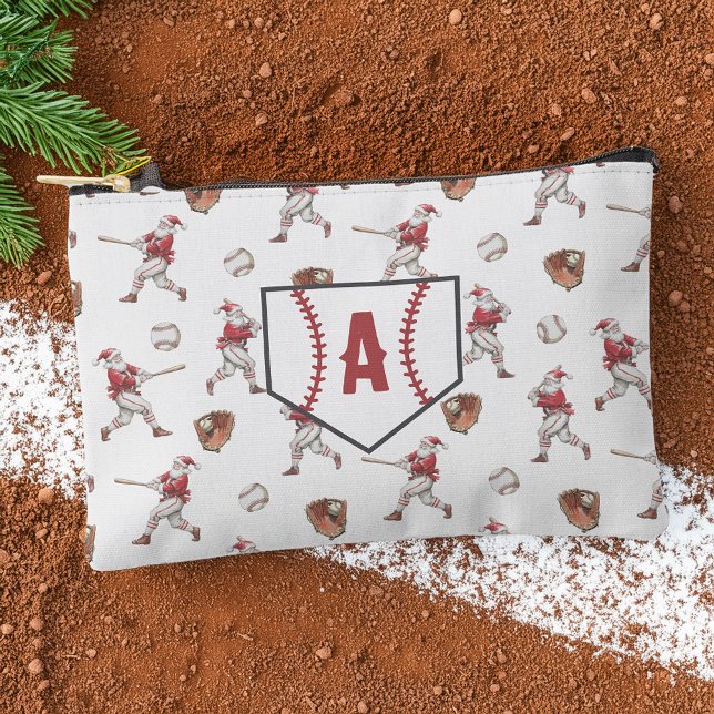 Baseball Santa Monogram Christmas Accessory Pouch (Creator Uploaded)