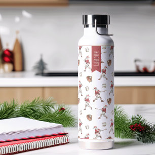 Baseball Santa Personalized Christmas Water Bottle