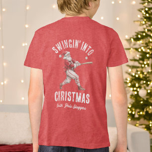 Baseball Santa Swingin' Into Christmas Tri-Blend Shirt