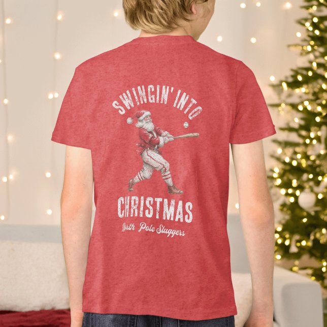 Baseball Santa Swingin' Into Christmas Tri-Blend Shirt (Creator Uploaded)