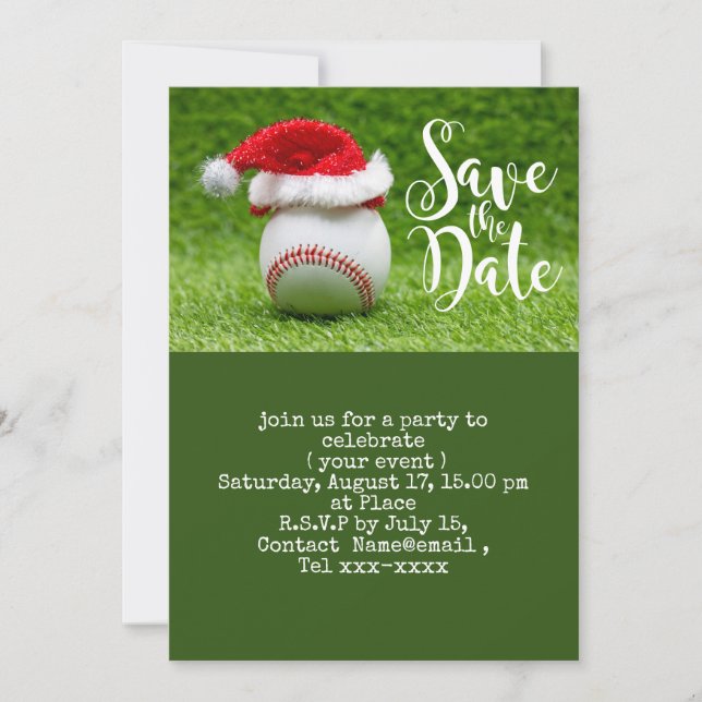 Baseball save the date Christmas Invitation (Front)