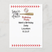 Baseball Save the Date for Birthday  