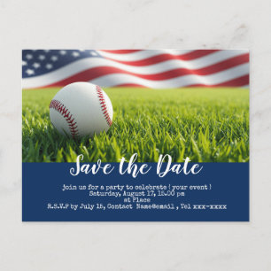 Baseball save the date with flag of America Postcard