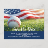 Baseball save the date with flag of America