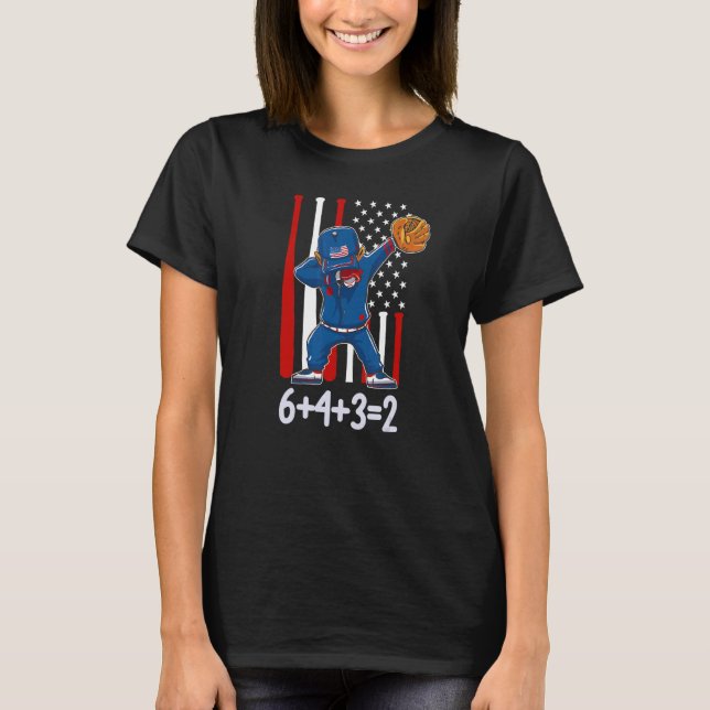 Baseball Saying 6+4+32 Double Play Baseball Player T-Shirt (Front)