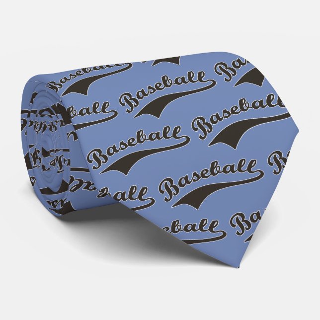 Baseball Script In Black Tie (Rolled)