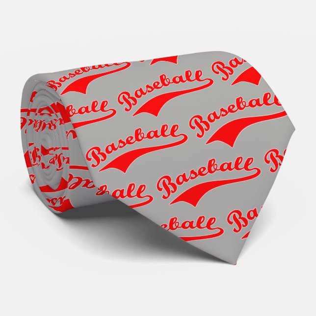 Baseball Script In Red Tie (Rolled)