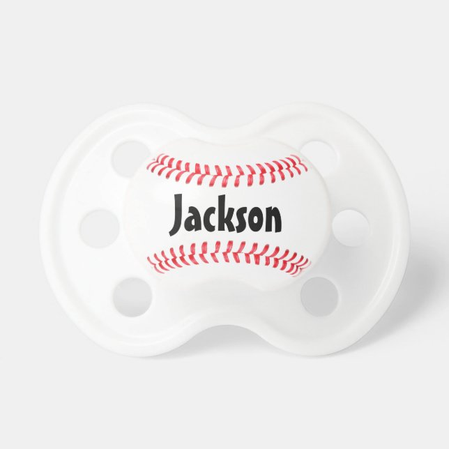 Baseball Seams Custom Baby Name or Text Pacifier (Front)