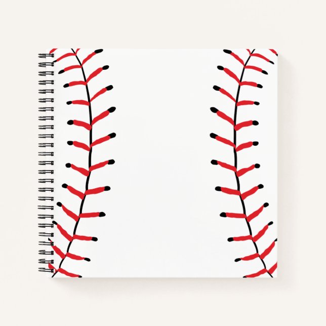 Baseball Seams Sports Style Baseball Theme Notebook (Front)
