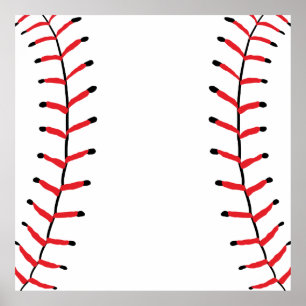 Baseball Seams Sports Style Baseball Theme Poster