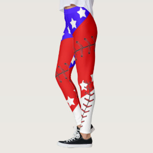 Baseball Season Fourth of July Leggings