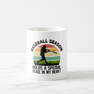 baseball season holds a special pçace in my heart coffee mug