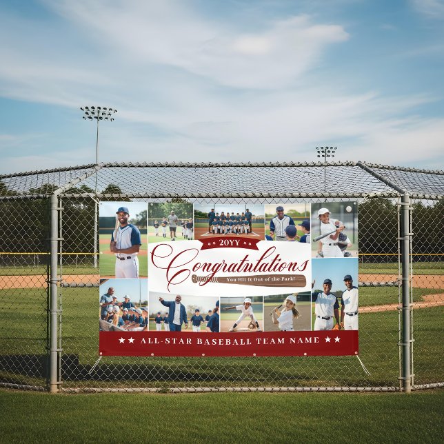 Baseball Season Team Congratulations Photo Collage Banner (Baseball Season Team Congratulations Photo Collage Banner)