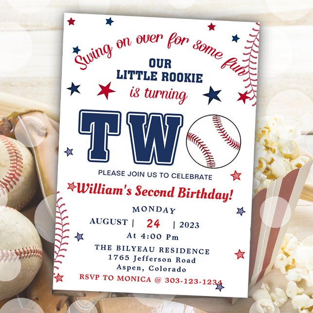 Baseball Second 2nd Birthday Party  Invitation (Creator Uploaded)