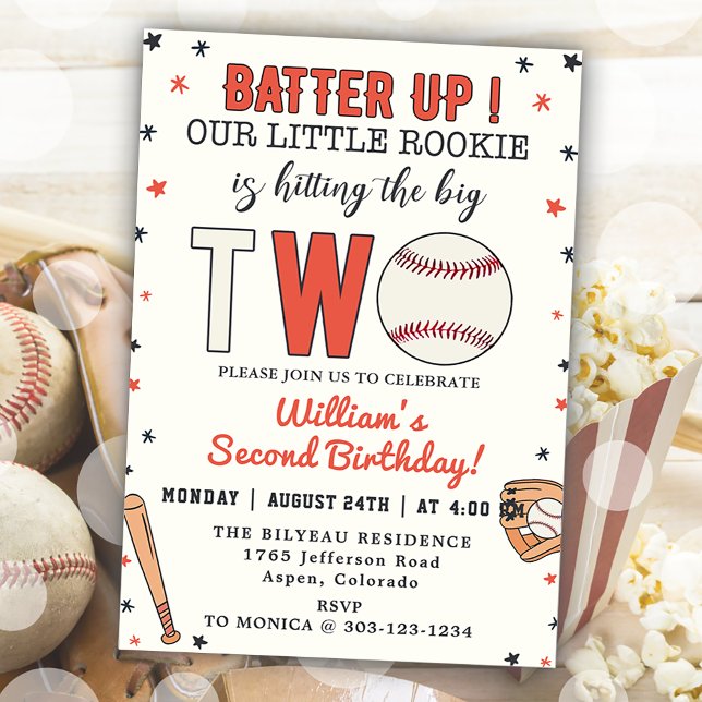  Baseball Second Birthday Party Batter Up Invitation (Creator Uploaded)