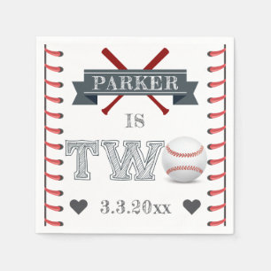 Baseball Second Birthday Personalised Napkin