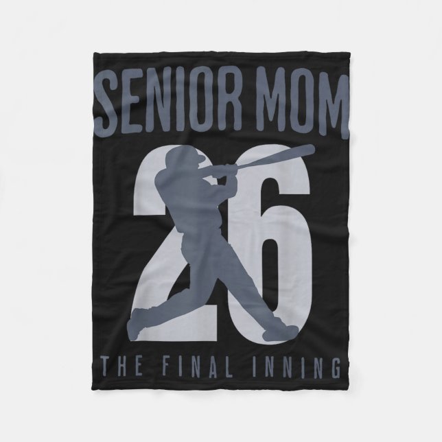 Baseball senior mum 2026 final inning mama class fleece blanket (Front)