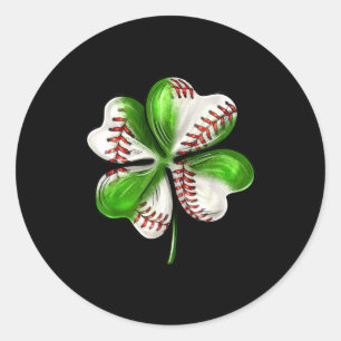 Baseball Shamrock St Patrick's Day Clover With Bas Classic Round Sticker