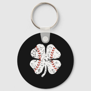 Baseball Shamrock St Patricks Day Pitcher Hitter B Key Ring
