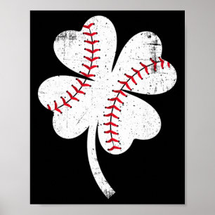 Baseball Shamrock St Patricks Day Saint Paddys Men Poster